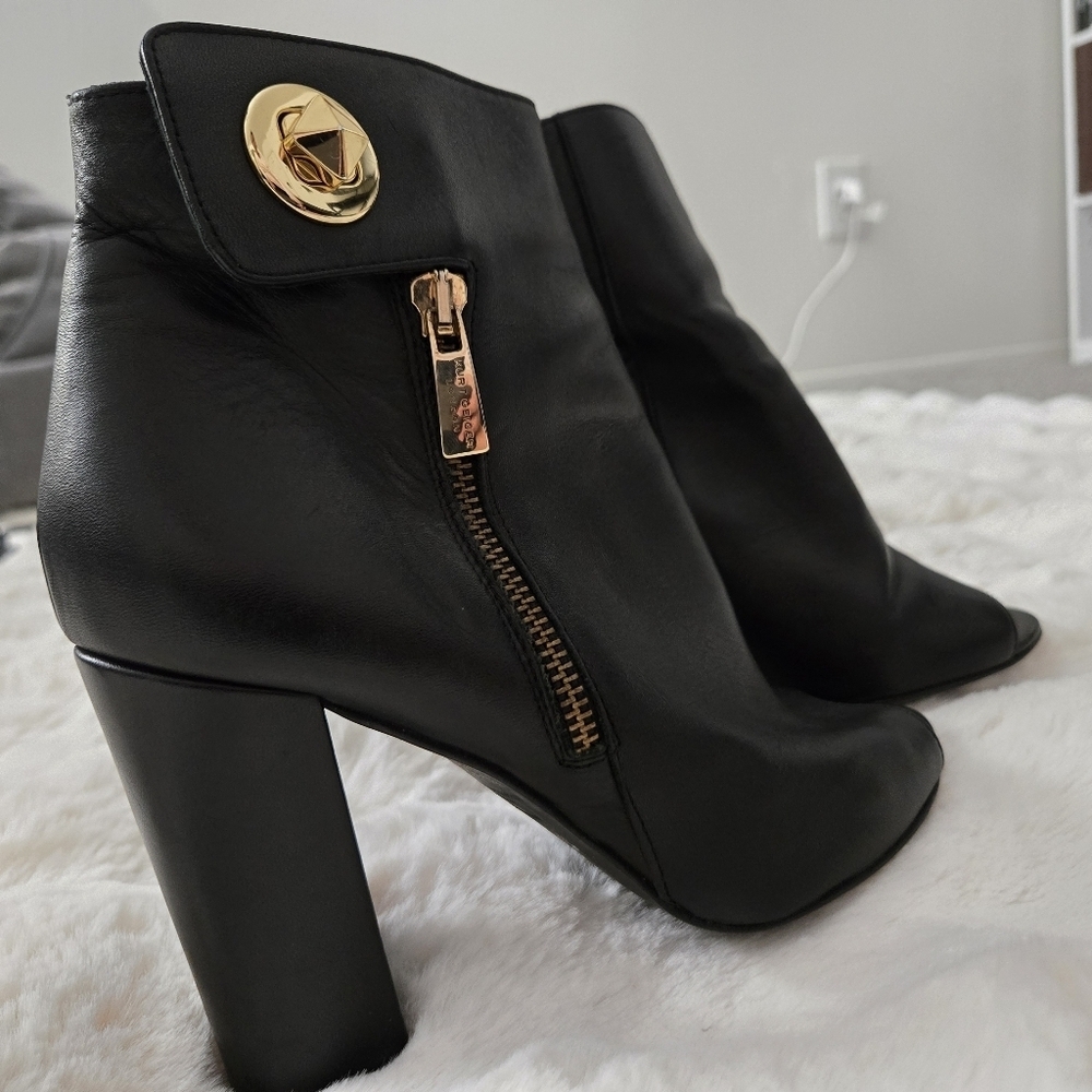 Kurt Geiger London Leather Heeled Peep toe Boots Size 38 #123 - Picture 3 of 10